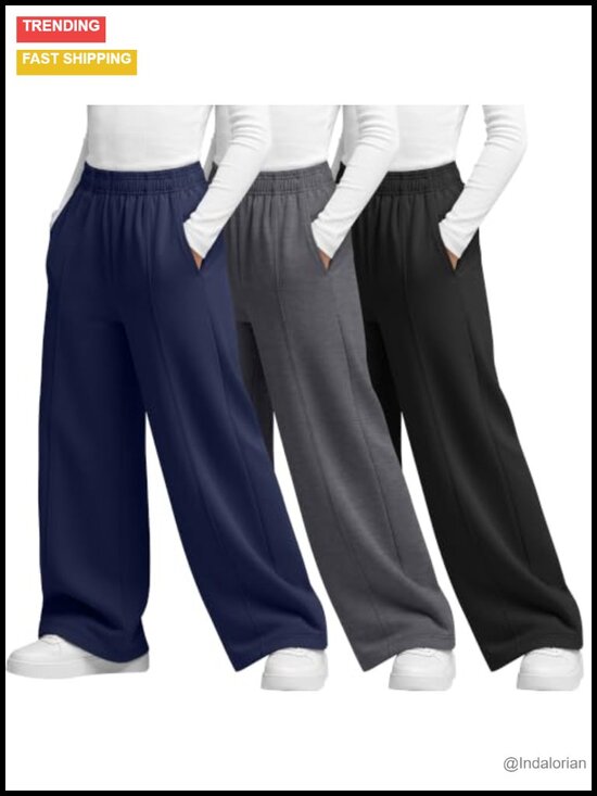 Other - Girls Wide Leg Sweatpants 3 Pack 95% Polyester 5% Spandex Elastic Waist